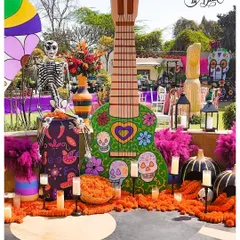 This event was all about bold, custom props. I designed and built this life-sized guitar inspired by the movie 'Coco' to serve as a memorable photo opportunity for a Mexican-themed corporate family day.