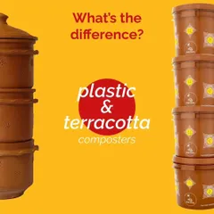 Wondering about the difference between our plastic and terracotta composters? This series of images breaks it down for you, helping you choose the perfect partner for your composting journey.