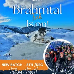 Our Brahmatal trek is on! This is a glimpse of the winter magic that awaits, with a frozen lake and snow-covered landscapes. The new batch is filling fast.