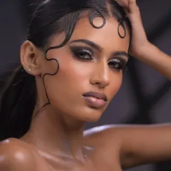 In my editorial module, you will learn to push creative boundaries. This look focuses on advanced techniques like creating a sculpted wet-look hairstyle and a dramatic, glossy smokey eye that's ready for a magazine cover.