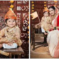 A tribute to our heritage with a Baal Shivaji and Jijamata themed photoshoot. I provide the royal attire and props to create a powerful portrait of your little warrior, capturing the spirit of Maratha pride and a mother's love.