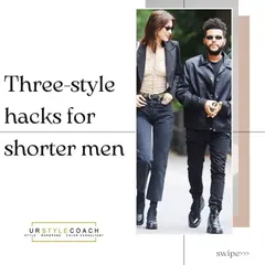 Style is about creating the right illusion. This carousel offers three simple style hacks for shorter men, including wearing monochrome looks and matching your shoes to your trousers to visually elongate your frame.