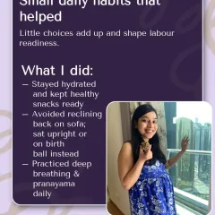 Small daily habits add up. For me, staying hydrated, avoiding reclining on the sofa, and practicing deep breathing were key to a healthy pregnancy.