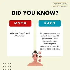 Many people with oily skin believe they don't need a moisturizer. This is a myth. Skipping moisturizer can cause your skin to produce even more oil to compensate. We recommend using a lightweight, non-comedogenic moisturizer to keep oily skin balanced and hydrated.