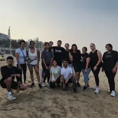 The community doesn't stop at the studio door. Here's a shot from one of our run club outings at the beach. We train hard, but we also make sure to connect and have fun together.
