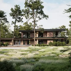 We specialize in seamlessly blending architecture with nature. This render of a modern home nestled in a forest setting demonstrates our skill in creating realistic foliage, natural light, and organic landscapes that complement the building's design.