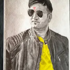 This portrait was a follower sketch where I used a bright yellow to highlight the shirt, contrasting with the black and white leather jacket.
