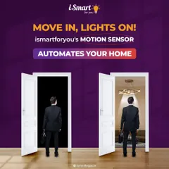 Move in, lights on. This graphic illustrates the convenience of motion sensors. No more fumbling for a switch in the dark; your home automatically illuminates your path.