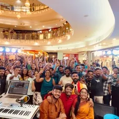 Nothing beats this feeling! A picture with our amazing audience at Mantri Mall for a Kannada Rajyotsava celebration. Your energy is what makes our performances so special. We are a multilingual band, but singing Kannada songs for a home crowd is always a powerful experience.