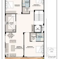 A second layout option for the same builder floor, this time with dressing areas added to two of the bedrooms. We provide multiple options to help clients choose the best fit for their lifestyle.
