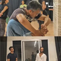 A collage from our workshop with Esenco Dance Movement Company, where we explored guided improvisation, body dynamics, and floor work.