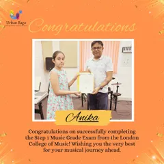 We celebrate every milestone. Congratulations to our student Anika for successfully completing her Step 1 Music Grade Exam from the London College of Music. We are proud to guide students towards achieving internationally recognized certifications.