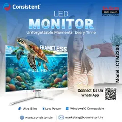 My 22-inch frameless LED monitor delivers unforgettable moments with its Full HD display and ultra-slim design. It is Windows 10 compatible and engineered for low power consumption, providing a beautiful and efficient viewing experience.