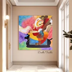 I love creating modern spiritual art. This vibrant Ganesha painting uses a bold color-blended background and clean lines to bring divine energy and positivity into a contemporary home.