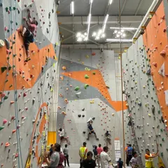 A look back at an unforgettable weekend at our gym. This wide shot shows climbers of all levels enjoying the walls, embodying our belief that everyone can have fun and conquer new heights together.