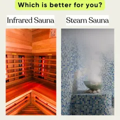 What's the difference between infrared and a traditional steam sauna? This visual breaks it down. I chose infrared technology because it heats your body directly for a deeper, more effective detox without the suffocating humidity of a steam room.