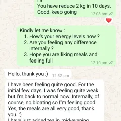"No bloating so I'm feeling good." This is the kind of internal change my clients feel. It's not just about the number on the scale, but about improving energy levels and overall well-being.