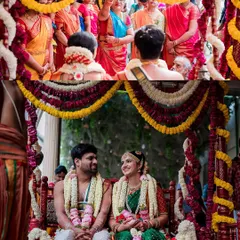 The joy of a traditional South Indian Oonjal or swing ceremony. We specialize in capturing the vibrant colors and lively rituals of Tambram and Iyer weddings, ensuring every tradition is beautifully documented.