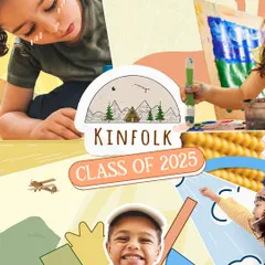 A welcome to the Kinfolk "Class of 2025." This image highlights the joy of painting, building, and imaginative play that is central to our creative curriculum.