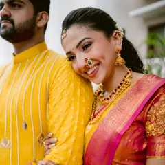 Capturing the pure joy between a couple is what it's all about. For this Maharashtrian bride, I created a radiant and fresh look that complemented her vibrant yellow saree and wouldn't budge through all the smiles and laughter.