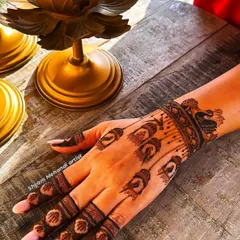 A single-hand view of the bird cage design, showing how the pattern elegantly drapes over the hand.