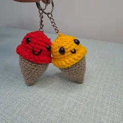 Two scoops of cute. These amigurumi ice cream cone keychains are a sweet little accessory. I can make them in any "flavor" or color you like.