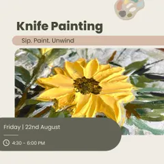 Another look at our knife painting workshop, showcasing the rich textures and vibrant colors you can achieve with this expressive technique.