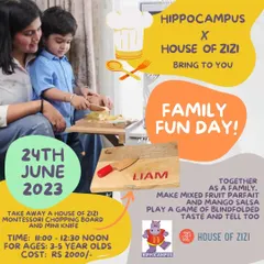 Family Fun Day! In this cooking workshop, families work together to make a mixed fruit parfait and mango salsa. It's a wonderful bonding experience that also teaches practical life skills.