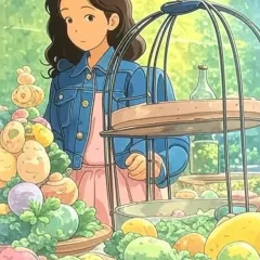 A dreamy illustration of our stylist amidst a whimsical Easter brunch setup. It captures the fantasy and creativity we love to bring to our themed shoots.