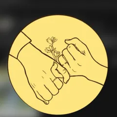The "Frames of Yaara" logo design, featuring a pinky promise with a flower.