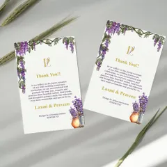 A heartfelt thank you card designed for a 25th wedding anniversary. The design continues the lilac floral theme, offering a beautiful way for the couple to express their gratitude to their guests.