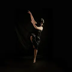 A solo shot of me in motion for the 'Quest' production. After a decade focused on choreography, stepping back onto the stage for this project was a deeply personal and rewarding journey.