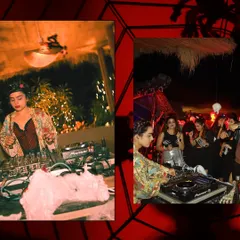 A collage from my Frida Kahlo-inspired Halloween set. I was DJing from a creatively decorated console, surrounded by a crowd that fully embraced the theme. It’s about creating a collective experience.