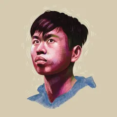 Here I was experimenting with a digital oil pastel brush on my iPad. I love exploring new textures and pushing my style, and this technique creates a wonderfully expressive and modern portrait.