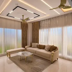 This 3D model of a living room helps us align with the client's vision. It shows the furniture layout, color scheme, and lighting plan in detail.