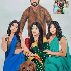This large A1 size family portrait was a special commission where I combined different photos to bring everyone together, including their beloved dog. I use high-quality color pencils to make sure every person's likeness and the warmth of the family bond shines through.