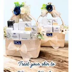 These "Winsome Wonders" are packed with a full range of FCL skincare products. The presentation in a fabric-lined basket with a large bow makes it a truly impressive wellness gift for any occasion.