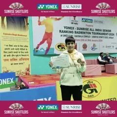 **Winning the All India Senior Ranking Tournament.** Anmol Kharb stands victorious after securing the Gold medal in Women's Singles at the All India Senior Ranking Tournament in Jodhpur, a key event on the national circuit.