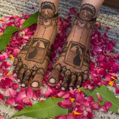 Another shot of the peacock leg design, highlighting the symmetry and detailed work on the toes and top of the feet.