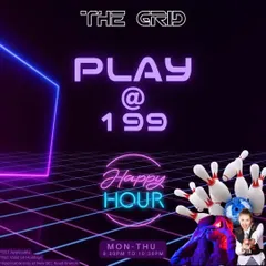 Strike up the fun with our Play @ 199 Happy Hour deal. Enjoy bowling, laser tag, and VR every Monday to Thursday from 9:00 PM to 10:30 PM.