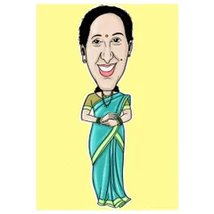 A full-color digital caricature of a woman in a beautiful saree. I pay attention to details like clothing and expression to create a lively and accurate portrait.