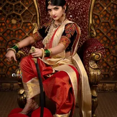 A slightly different pose from the Sreeleela warrior shoot, highlighting the flow of the saree and the intricate details of the jewelry. Each shot is carefully composed to offer a unique perspective.