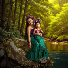 A beautiful mother and daughter mermaid duo. Themed sessions are even more special when the whole family joins in the magic.