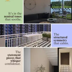 This collage illustrates the core elements of my design philosophy. It shows how soothing neutral tones, calming structured symmetry in a balcony design, and confident statement pieces come together to create a home that feels both serene and sophisticated.
