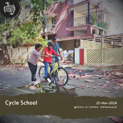 This was our poster for a session in November 2024. Our adult learn to ride workshops are a regular feature on our calendar, helping people in Bangalore discover the joy of cycling.
