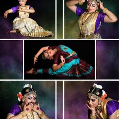 This collection of portraits and poses illustrates the versatility of Bharatanatyam. Our curriculum covers a wide range of expressive techniques and physically demanding postures, building both skill and stamina in our dancers.