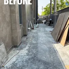 Before: A dusty, under-construction walkway in Vrindavan. This space was a blank canvas with lots of potential.