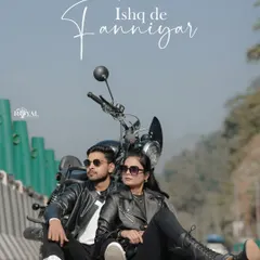 A stylish shot of a couple in matching leather jackets sitting beside their bike, capturing a cool, 'Ishq de Fanniyar' vibe.