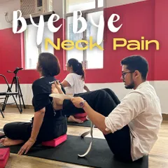 Saying goodbye to neck pain is possible, even if you feel very stiff. In my classes, I use props like this yoga strap to help students safely deepen a stretch and release tension in the hamstrings and lower back, which is often connected to neck issues. No forcing, just gentle, effective healing.