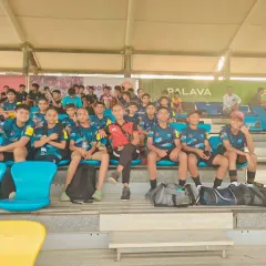 Our players at the stadium during the Bundesliga trials event. This kind of exposure, playing against India's top talent, is invaluable for their growth.